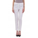 White Women's Summer Pants in Linen Type with 9/10 leg length N 18158 LEN