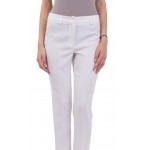 White Women's Summer Pants in Linen Type with 9/10 leg length N 18158 LEN