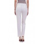 White Women's Summer Pants in Linen Type with 9/10 leg length N 18158 LEN