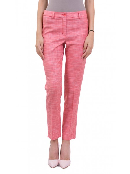 Women's Summer Pants in Linen - Coral N 18158 RED