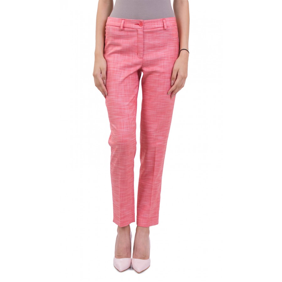 Women's Summer Pants in Linen - Coral N 18158 RED