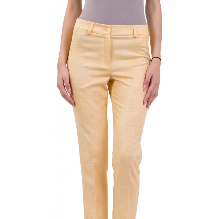 Women's Summer Pants in Linen with 9/10 length 18158 Yellow