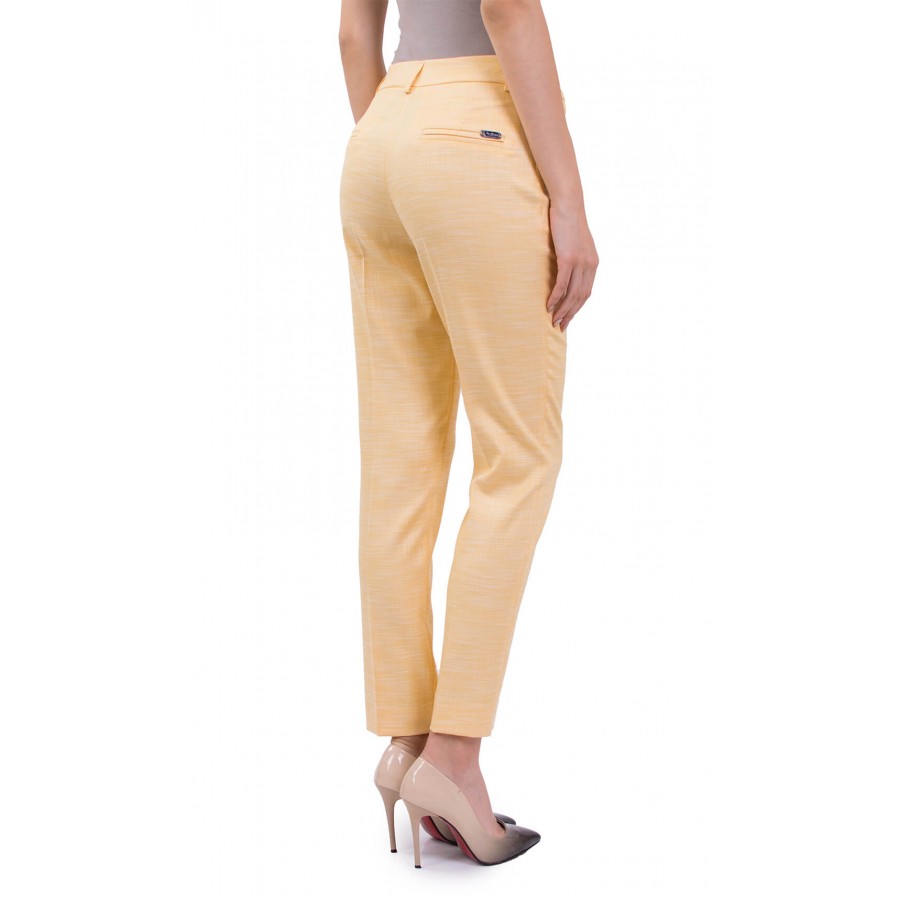 Women's Summer Pants in Linen with 9/10 length 18158 Yellow