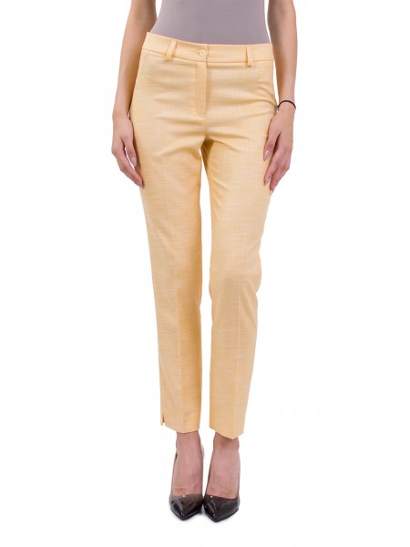 Women's Summer Pants in Linen with 9/10 length 18158 Yellow