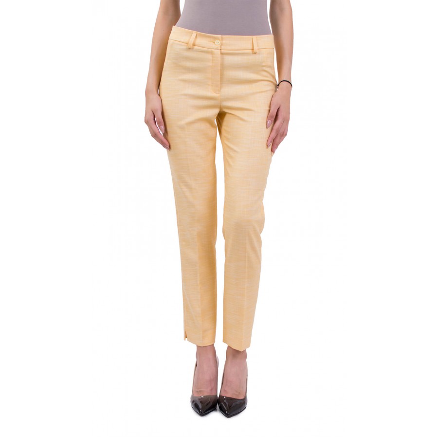 Women's Summer Pants in Linen with 9/10 length 18158 Yellow