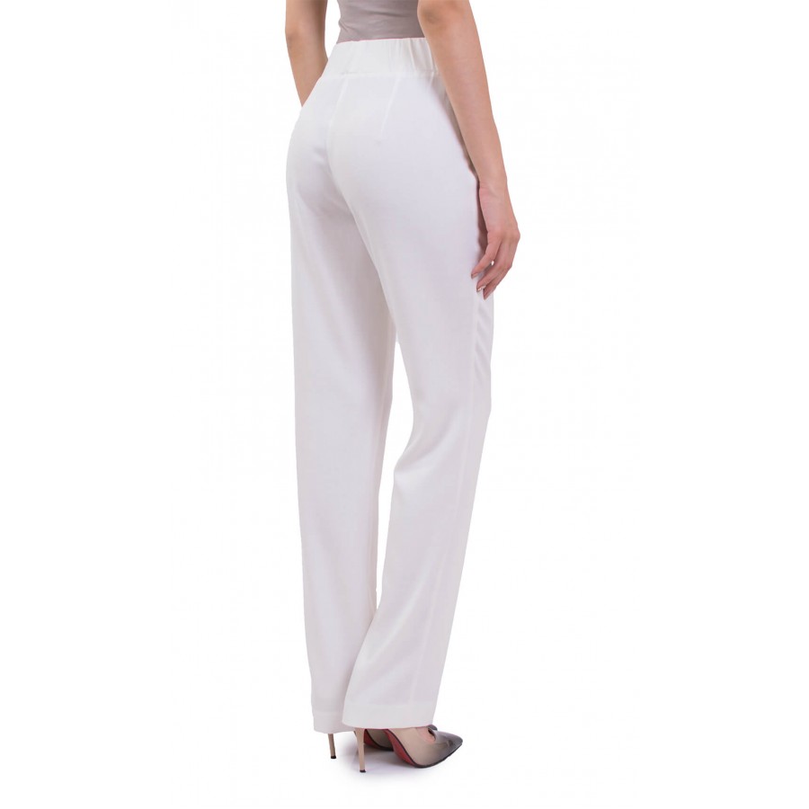 Бял дамски ленен панталон с прав крачол  N 18164