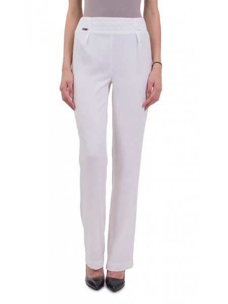 White women's summer trousers with straight leg N 18163