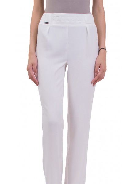 White women's summer trousers with straight leg N 18163