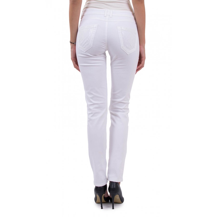 Women's trousers with lace, made of cotton with elastane N 18167 A