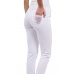 Women's trousers with lace, made of cotton with elastane N 18167 A