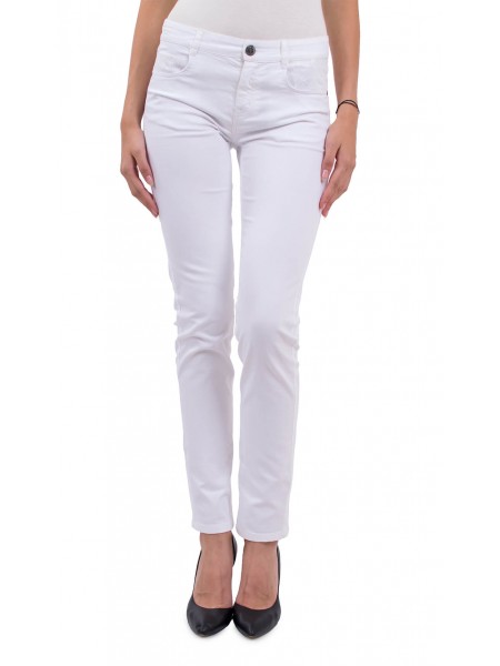 Women's trousers with lace, made of cotton with elastane N 18167 A