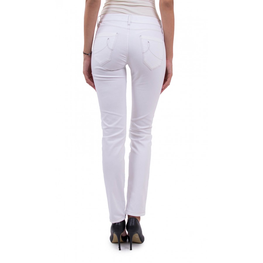 Летен, бял дамски панталон от памучен плат N 18167