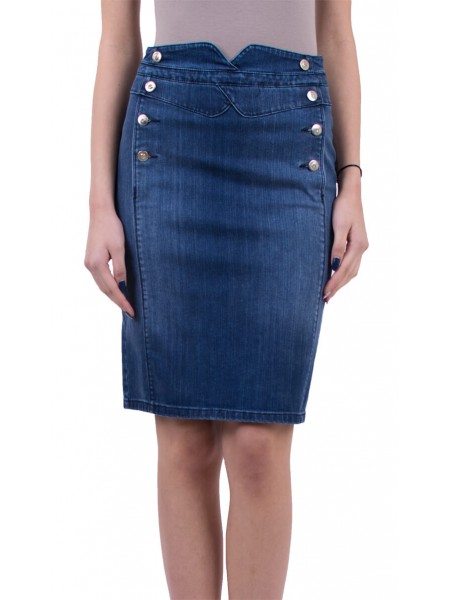 Denim Skirt with Decorative Buttons 18101 / 2018