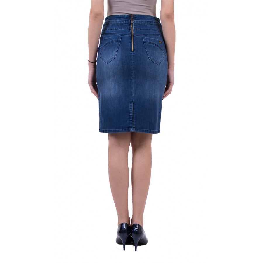 Denim Skirt with Decorative Buttons 18101 / 2018
