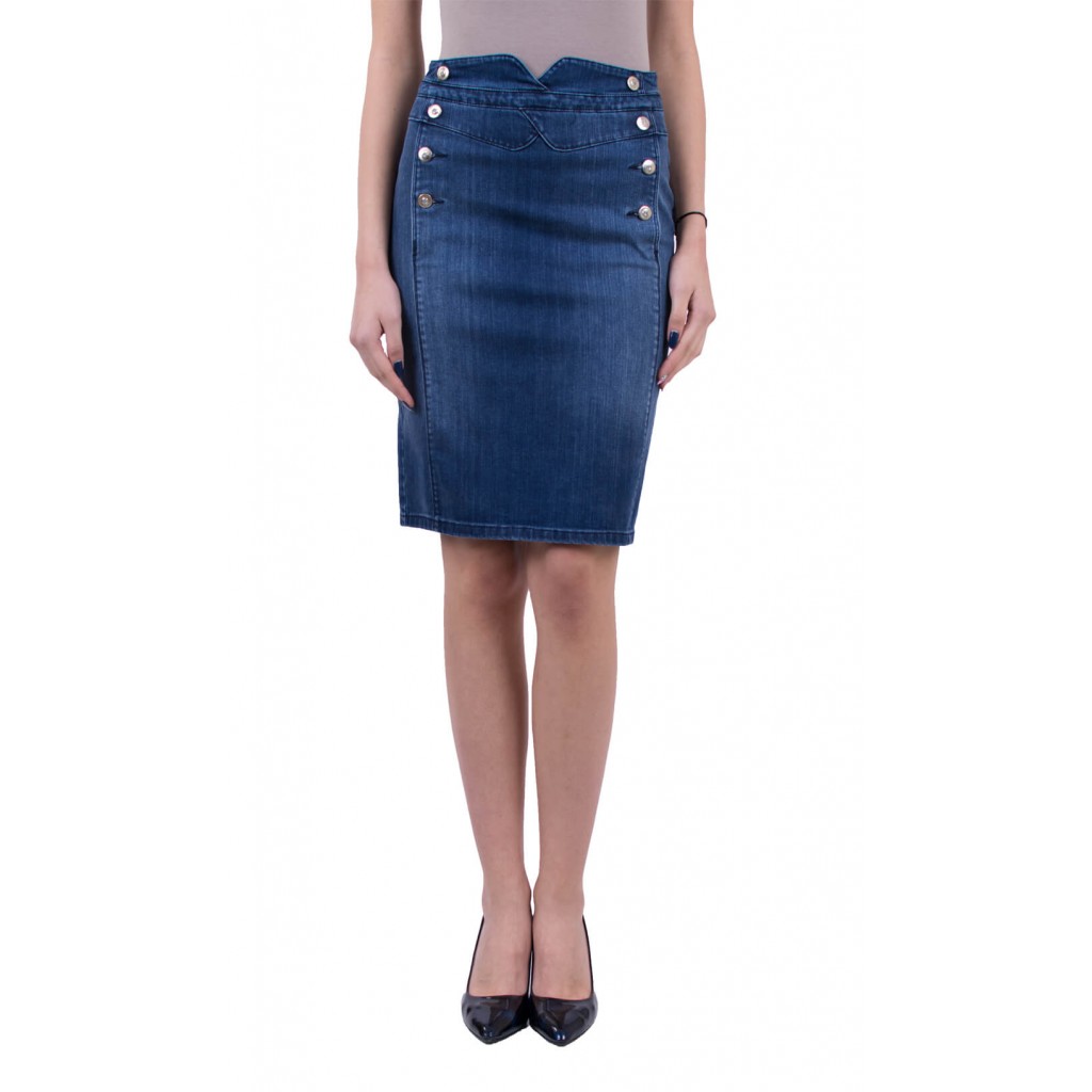 Denim Cotton Denim Stretch Skirt | Roman UK