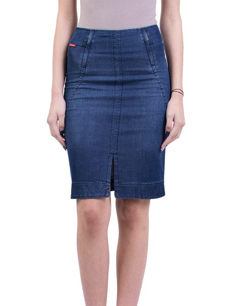 Denim Skirt with Effectively Reinforced Details 18138