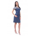 Rochie de vară din denim decupată cu dantelă R 18155