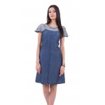 Cut-out Summer Denim Dress with Lace R 18155