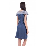 Rochie de vară din denim decupată cu dantelă R 18155