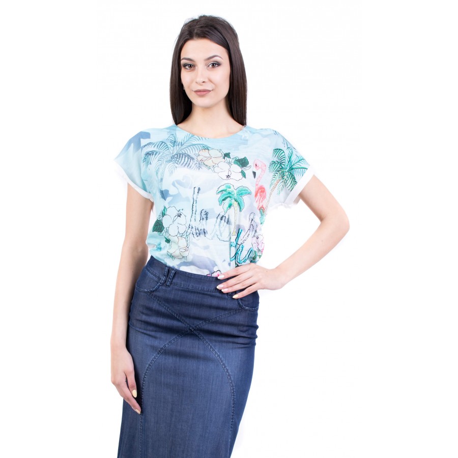 Ladies blouse with floral right B 19216 / 2019