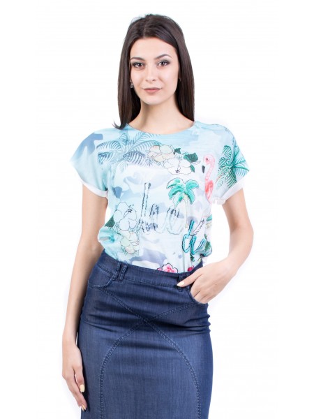 Women's blouse with floral pattern B 19216 / 2019