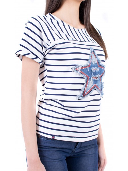 Women's Striped Blouse Set with Summer Jeans 19213 - 102 SVR / 2019