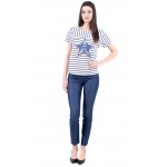 Women's Striped Blouse Set with Summer Jeans 19213 - 102 SVR / 2019