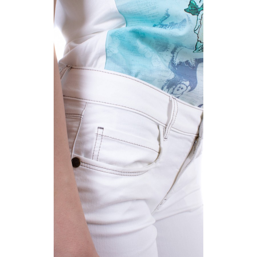 Дамски комплект блуза с бял памучен панталон BN 19216 - 167 / 2019