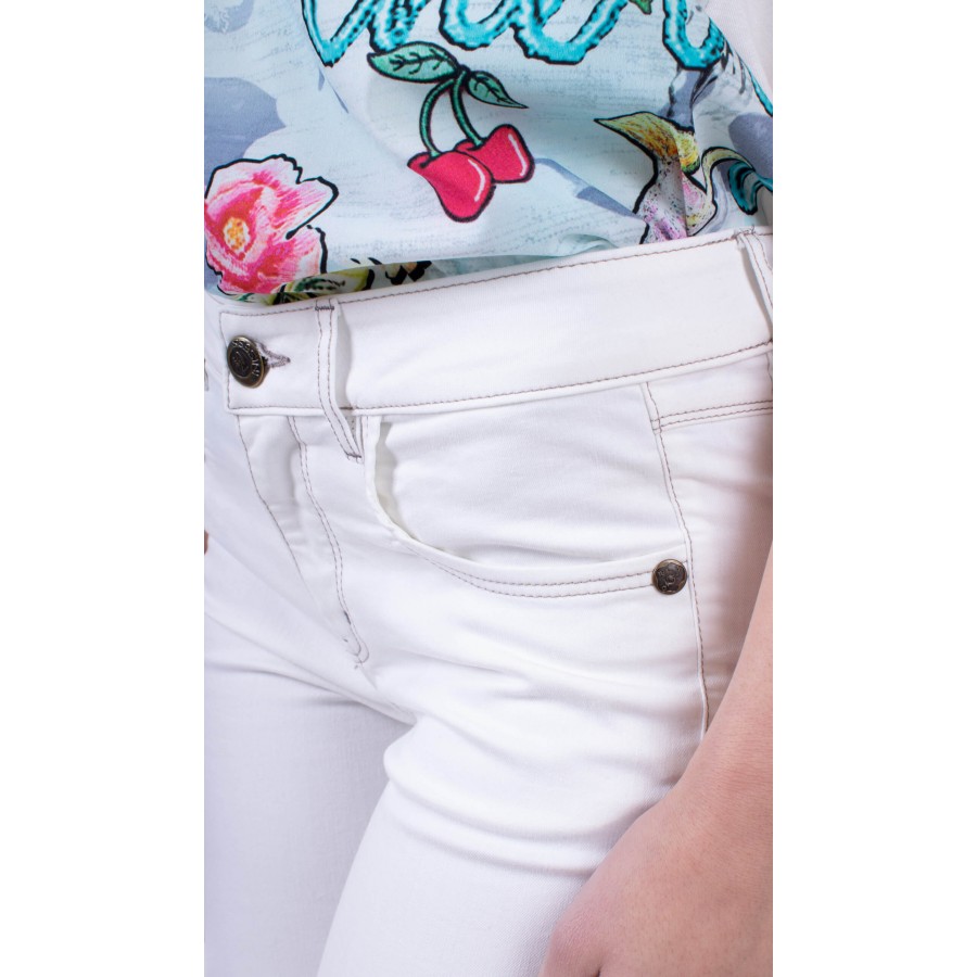 Bayan beyaz koton pantolonlu set BP 19216 - 167 / 2019