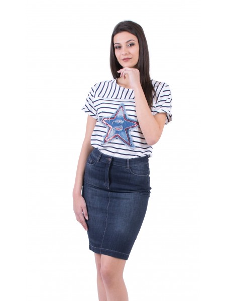 Set de bluze pentru femei cu fustă din denim 19213 - 143 / 2019