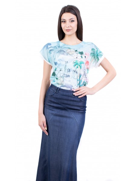 Women's Blouse Set with Long Denim Skirt 19216 - 228 / 2019