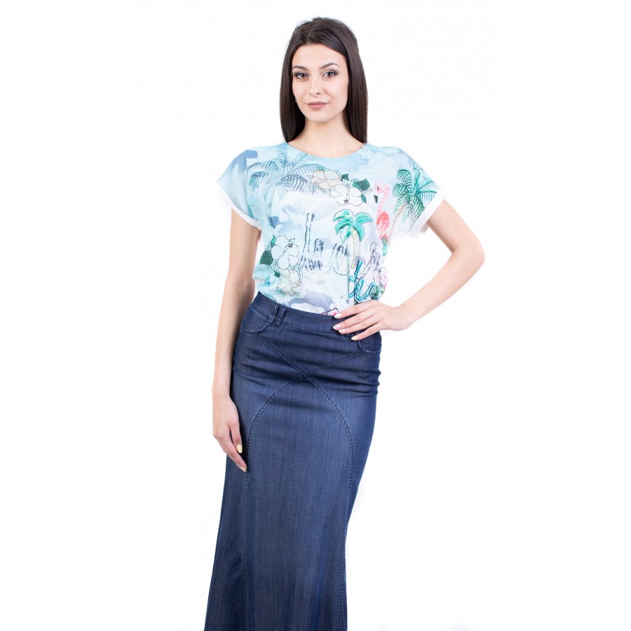 Women's Blouse Set with Long Denim Skirt 19216 - 228 / 2019