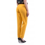 Sarı keten bayan pantolon N 19220 / 2019