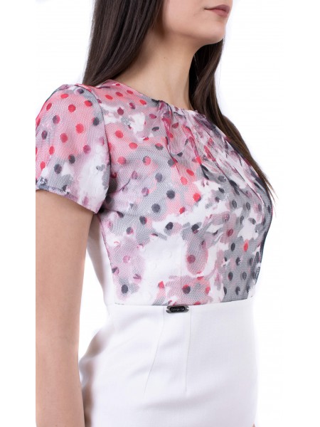 Rochie albă elegantă pentru femei R 19202 / 2019