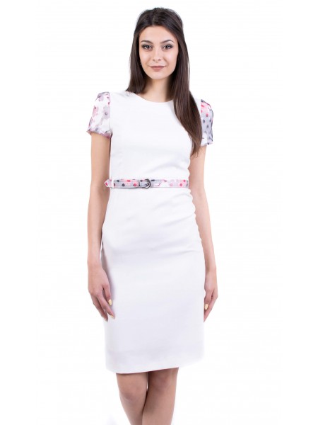 Women's white dress made of polyviscose 19231 / 2019