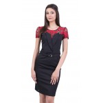 Women's Black Dress with Lace 19232 / 2019