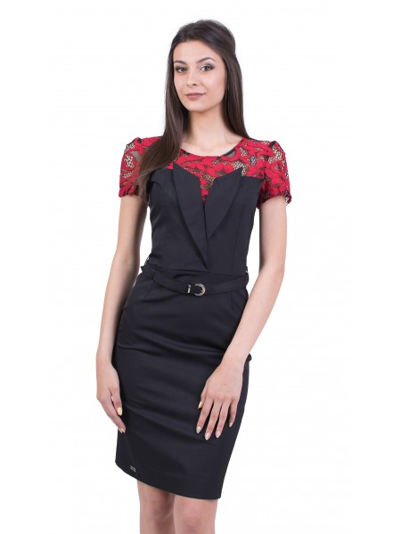 Women's Black Dress with Lace 19232 / 2019