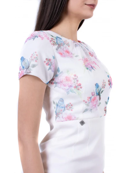 Елегантна Дамска Бяла Рокля R 19203 / 2019