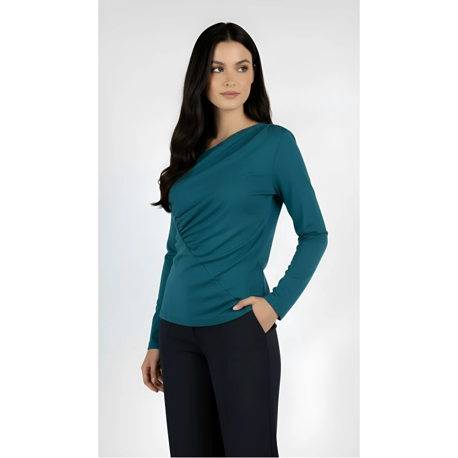 Bluză tricotată moale Petrol 23522 / 2023