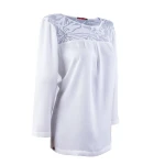 White Satin Blouse with Lace 23524 / 2023