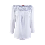 White Satin Blouse with Lace 23524 / 2023