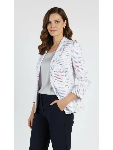 Бяло Памучно Сако 23138 / 2023