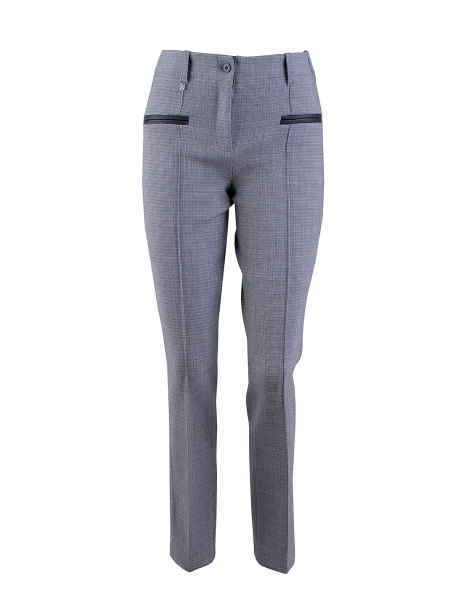Women's Grey Trousers with Fine Pepita and Leather Details 24537 / 2025