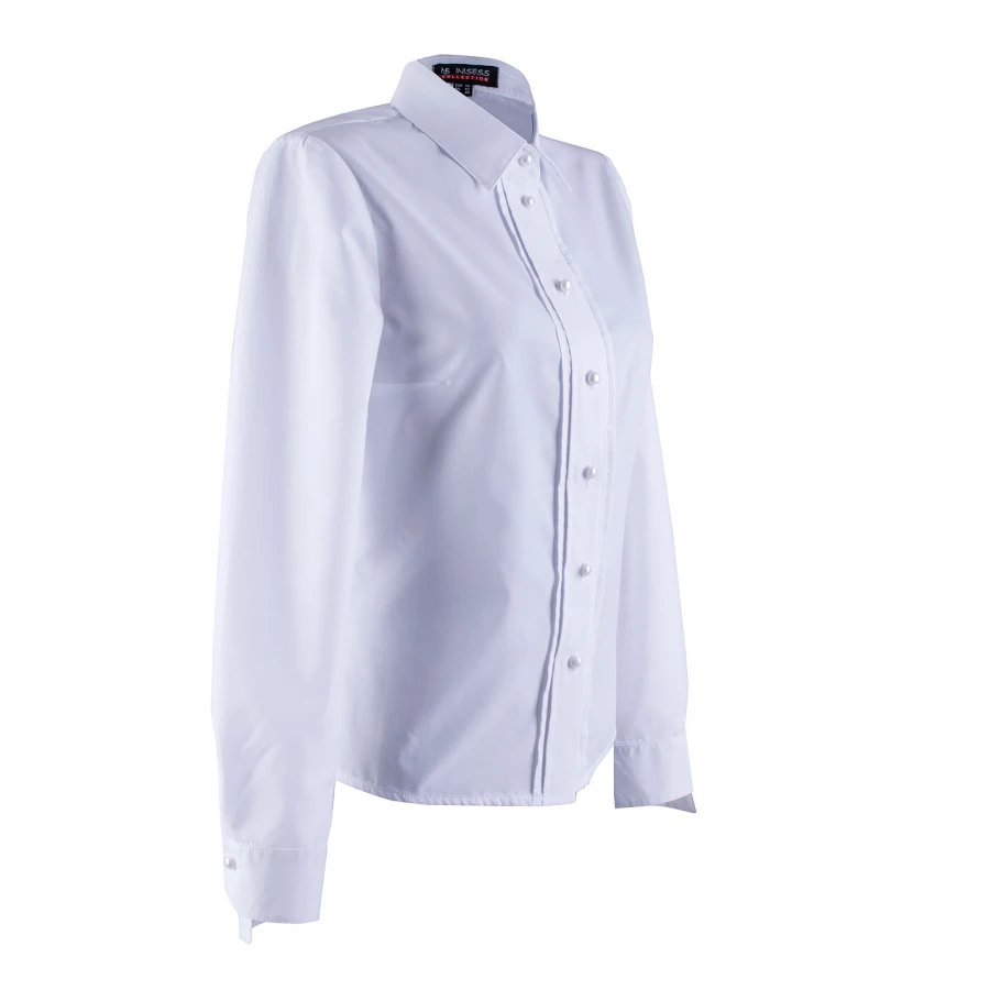 Cămașă albă de damă elegantă cu nasturi perla 24501 / 2024 Cămașă albă de damă elegantă cu nasturi perla 24501 / 2024