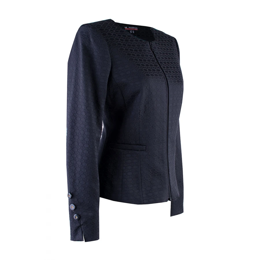 Elegant Women's Black Jacket with Embossed Fabric 24517 / 2024