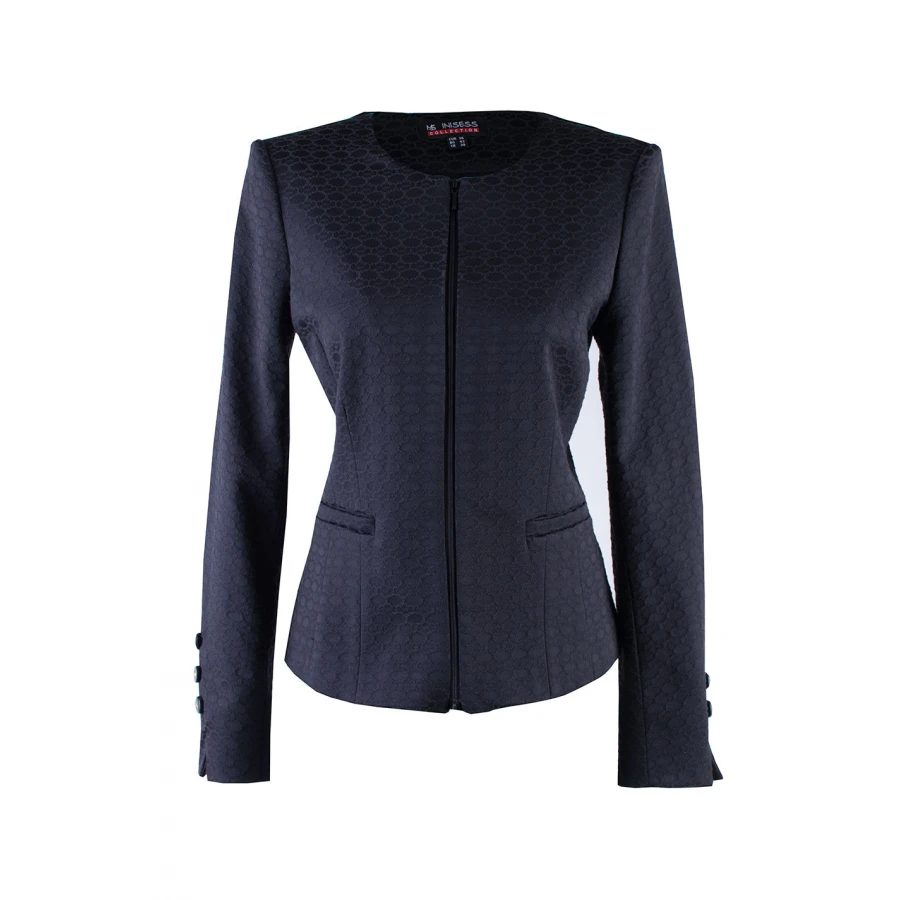 Elegant Women's Black Jacket with Embossed Fabric 24517 / 2024