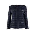 Черно Дамско Сако с Антрацит и Кожени Детайли 24536 / 2025 Черно Дамско Сако с Антрацит и Кожени Детайли 24536 / 2025