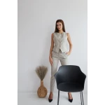 Pantaloni de damă bej cu Lamé discret 24512 / 2024