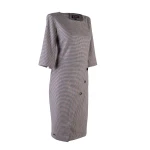 Елегантна Дамска Вълнена Рокля Пепит и Декоративни Копчета 24528 / 2024 Елегантна Дамска Вълнена Рокля Пепит и Декоративни Копчета 24528 / 2024