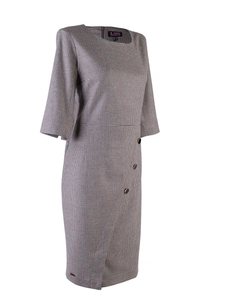 Elegant Women's Peplum Wool Dress with Decorative Buttons 24528 / 2024